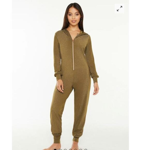 SAVAGE X FENTY Sleep & Shine Hooded Onesie in Military Olive Green, sz Medium - Picture 2 of 14